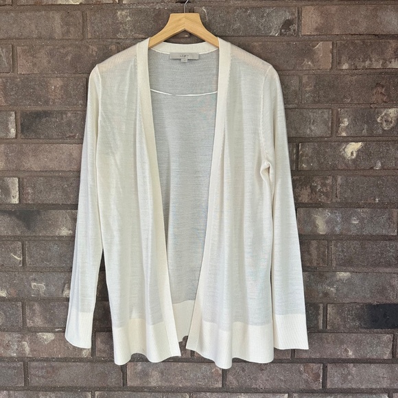 LOFT Beige Wool/Acrylic Large Cardigan - Picture 2 of 14